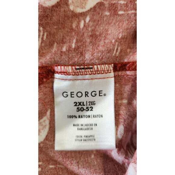 George Hawaiian Shirt 2XL Red Pineapple Print Button Front Aloha Camp Resort - Picture 5 of 8